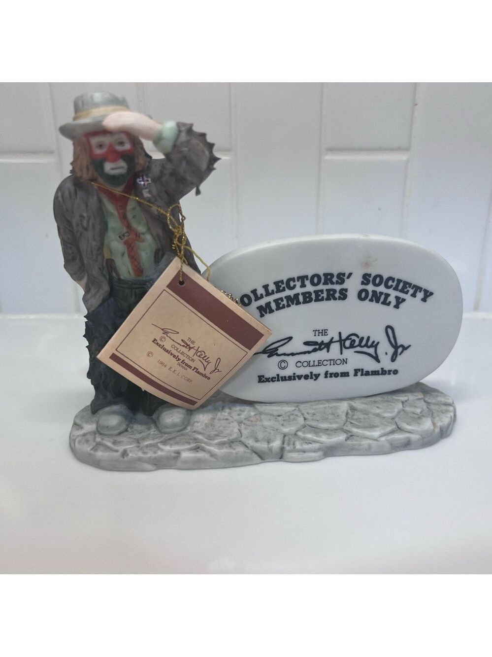 Emmett Kelly Jr. Collectors’ Society Figurine Display Plaque Hobo Clown